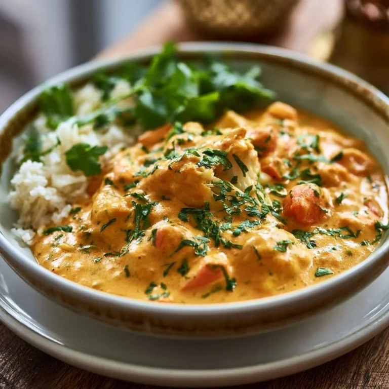 Bowl of creamy vegetable korma garnished with fresh herbs.