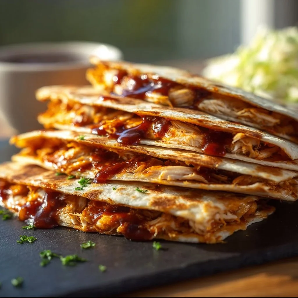 Crispy BBQ Chicken Quesadilla Stacks