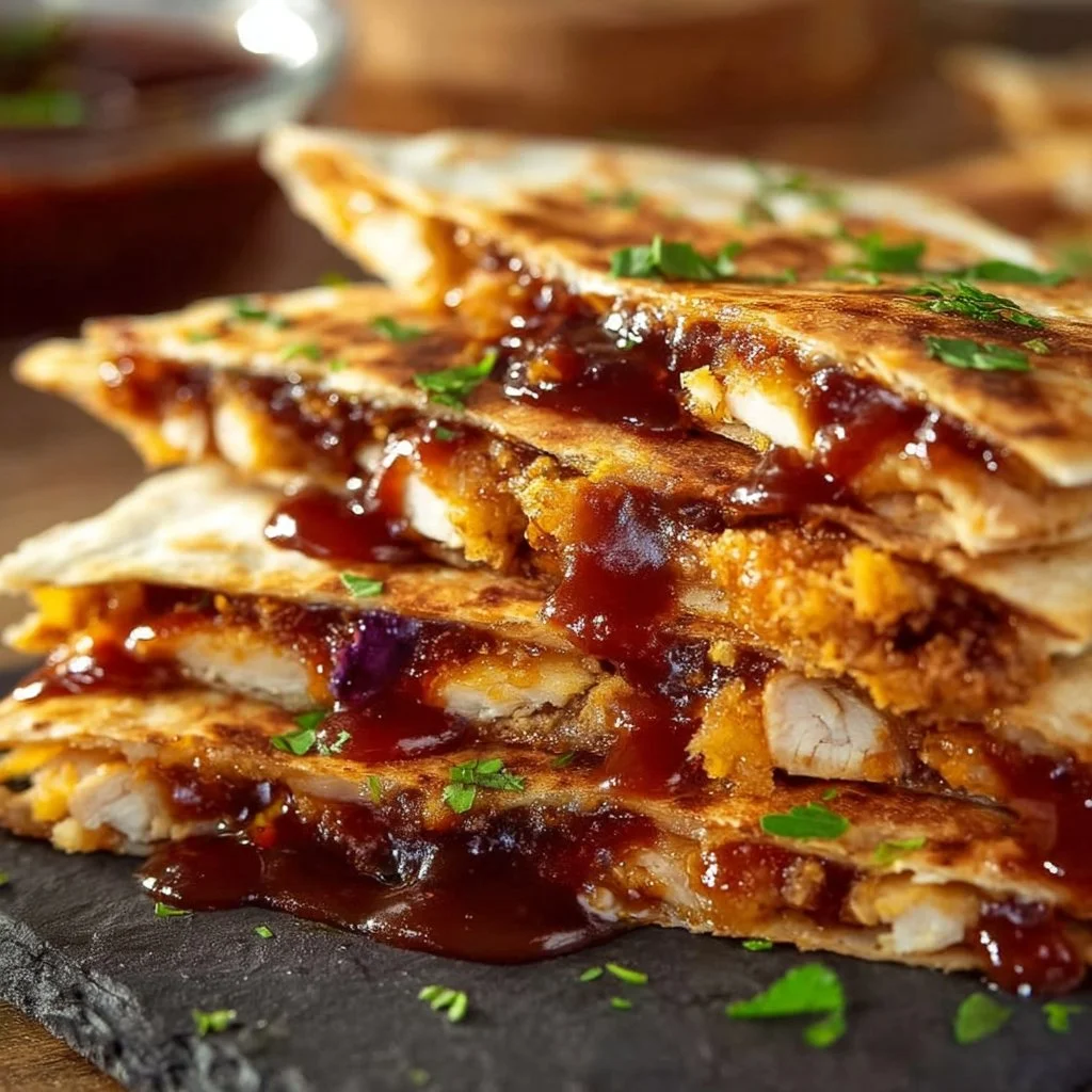 Crispy BBQ Chicken Quesadilla Stacks