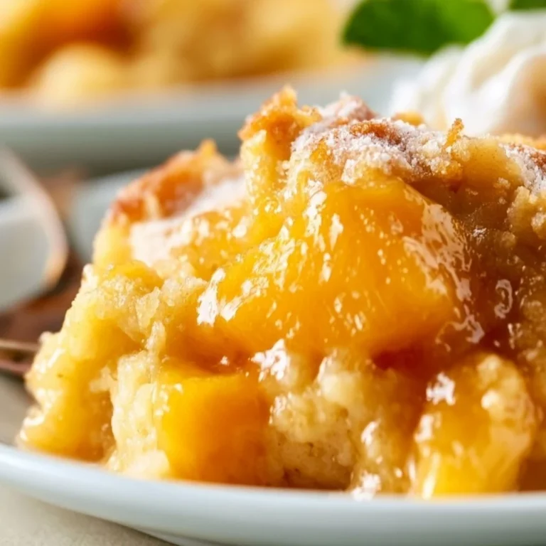 Delicious Crock Pot Peach Cobbler with fresh peaches and a golden crust