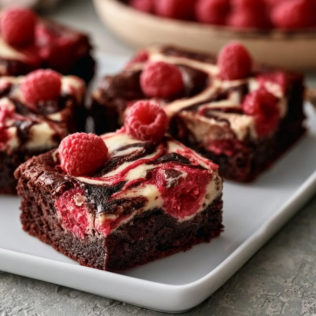 Delicious raspberry swirl brownies with rich chocolate and vibrant raspberry swirls