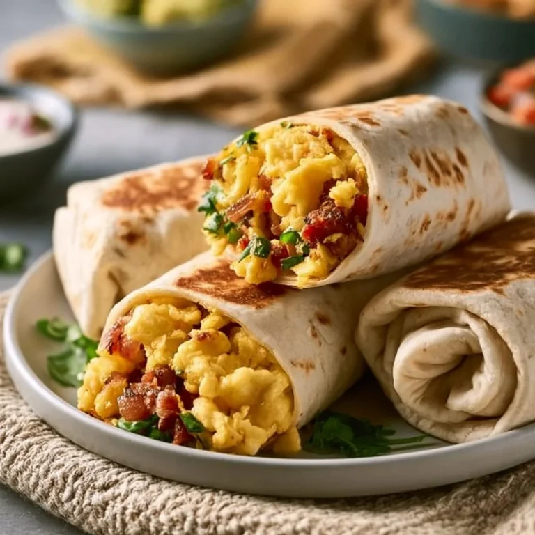 Delicious easy breakfast burritos filled with eggs, cheese, and veggies