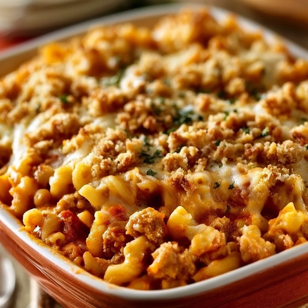Easy Cheesy Ground Turkey Pasta Casserole