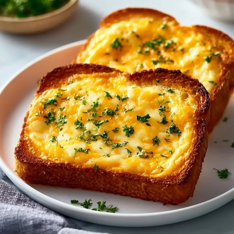 Plate of Easy Cheesy Texas Toast topped with melted cheese and herbs