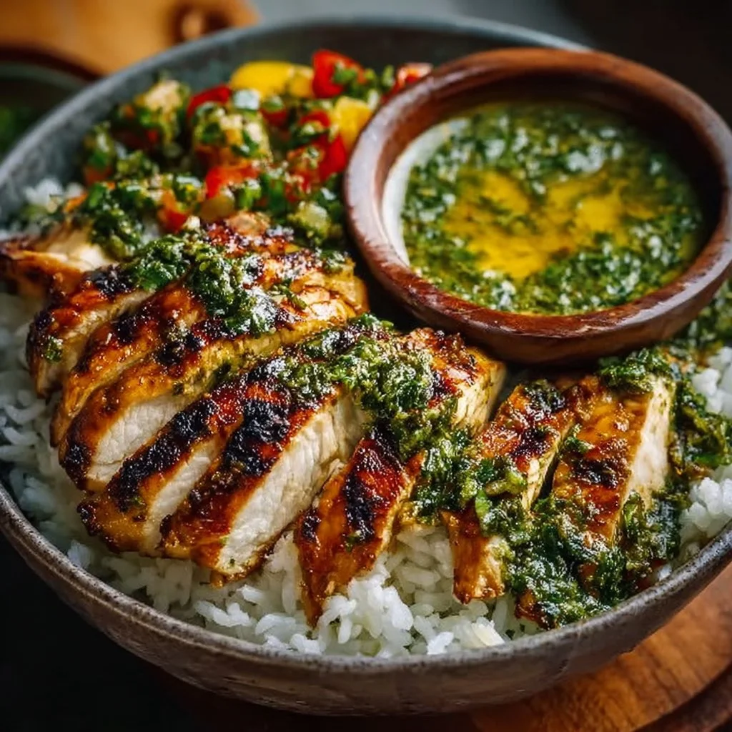 Easy Chimichurri Grilled Chicken Bowl with Garlic Sauce