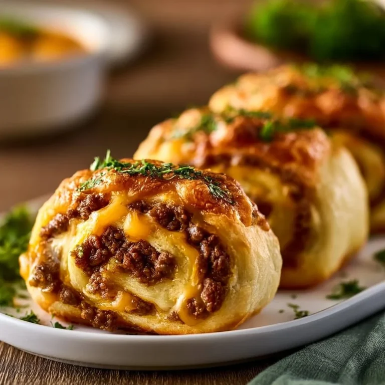 Easy garlic butter beef cheeseburger rollups on a platter