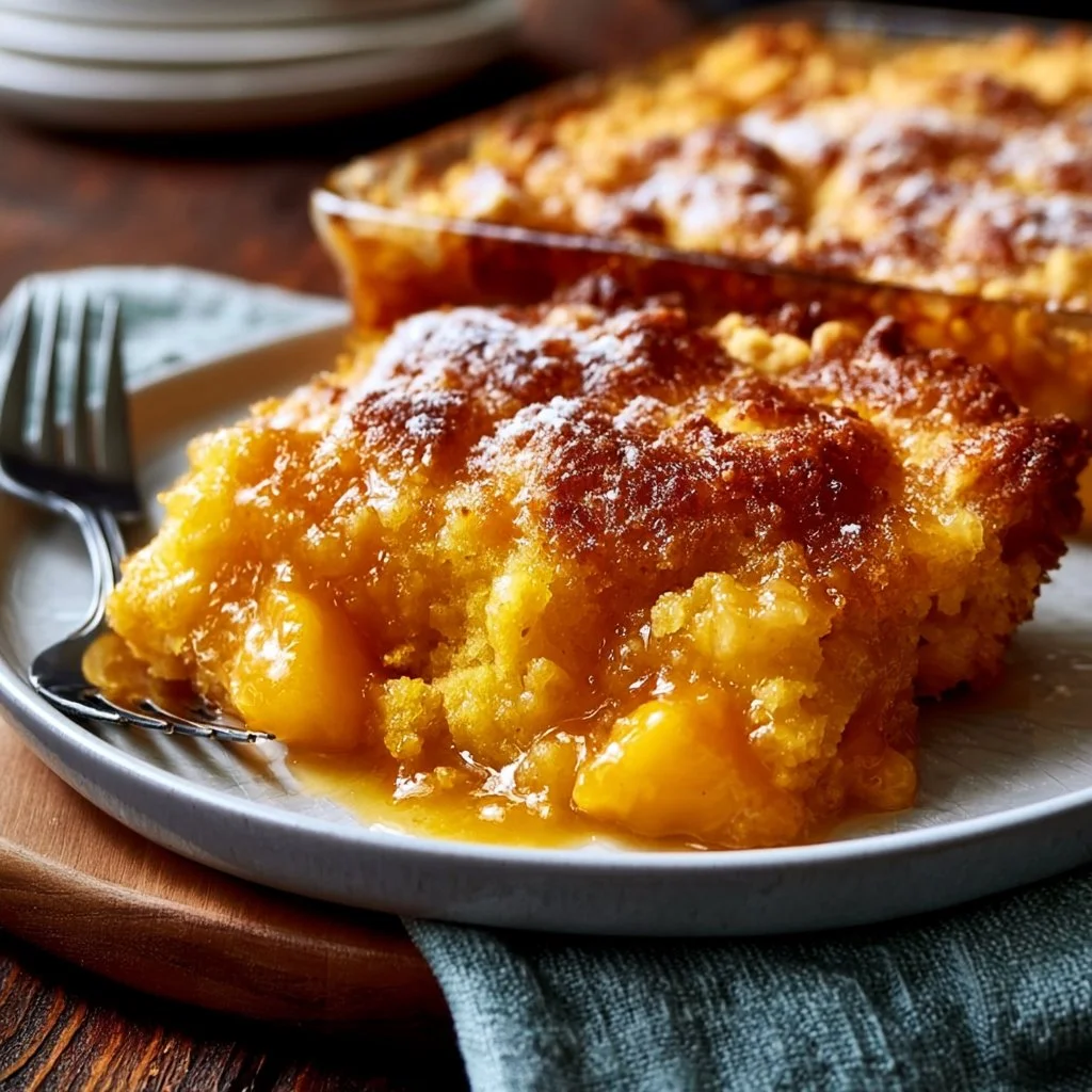Easy Peach Cobbler Dump Cake Recipe