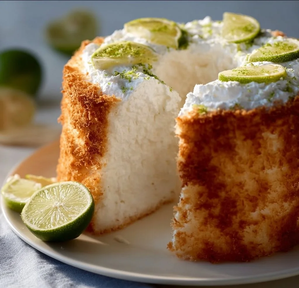 Fluffy Key Lime Angel Food Cake