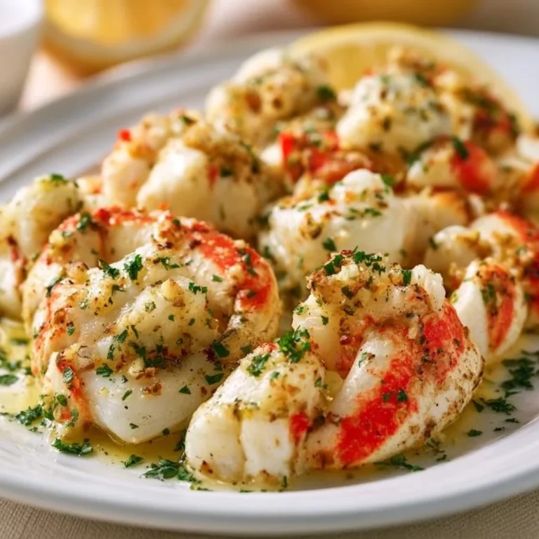 Delicious garlic butter crab meat served in a gourmet dish.