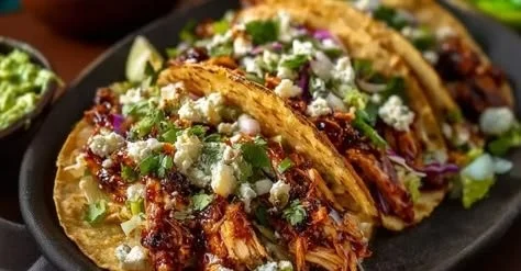 Garlic Butter Honey BBQ Chicken Tacos