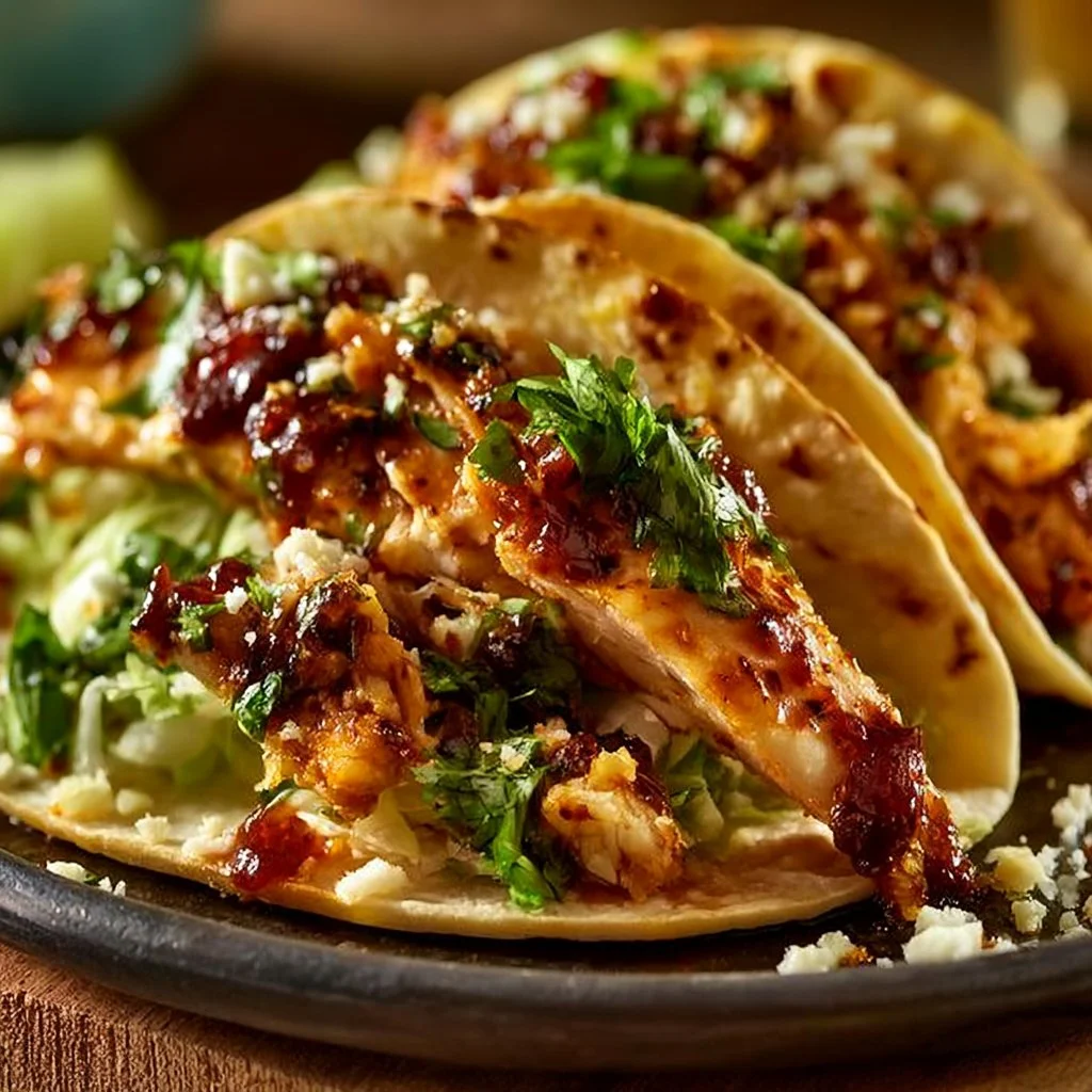 Garlic Butter Honey BBQ Chicken Tacos