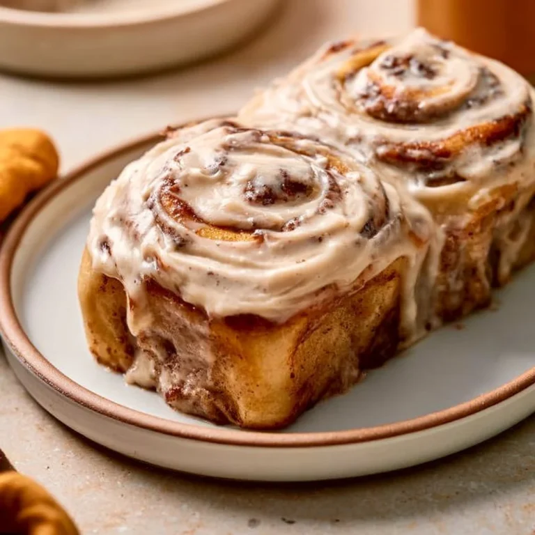 Gooey banana bread cinnamon rolls topped with creamy frosting and banana slices.