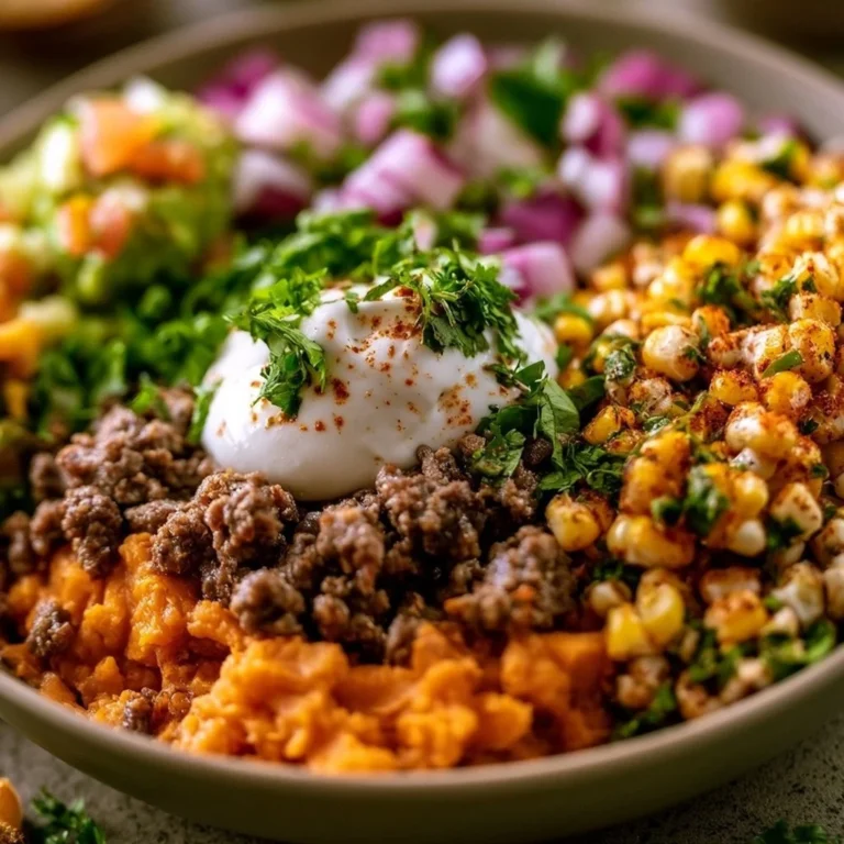 Ground Beef Sweet Potato Bowl with Mexican Street Corn