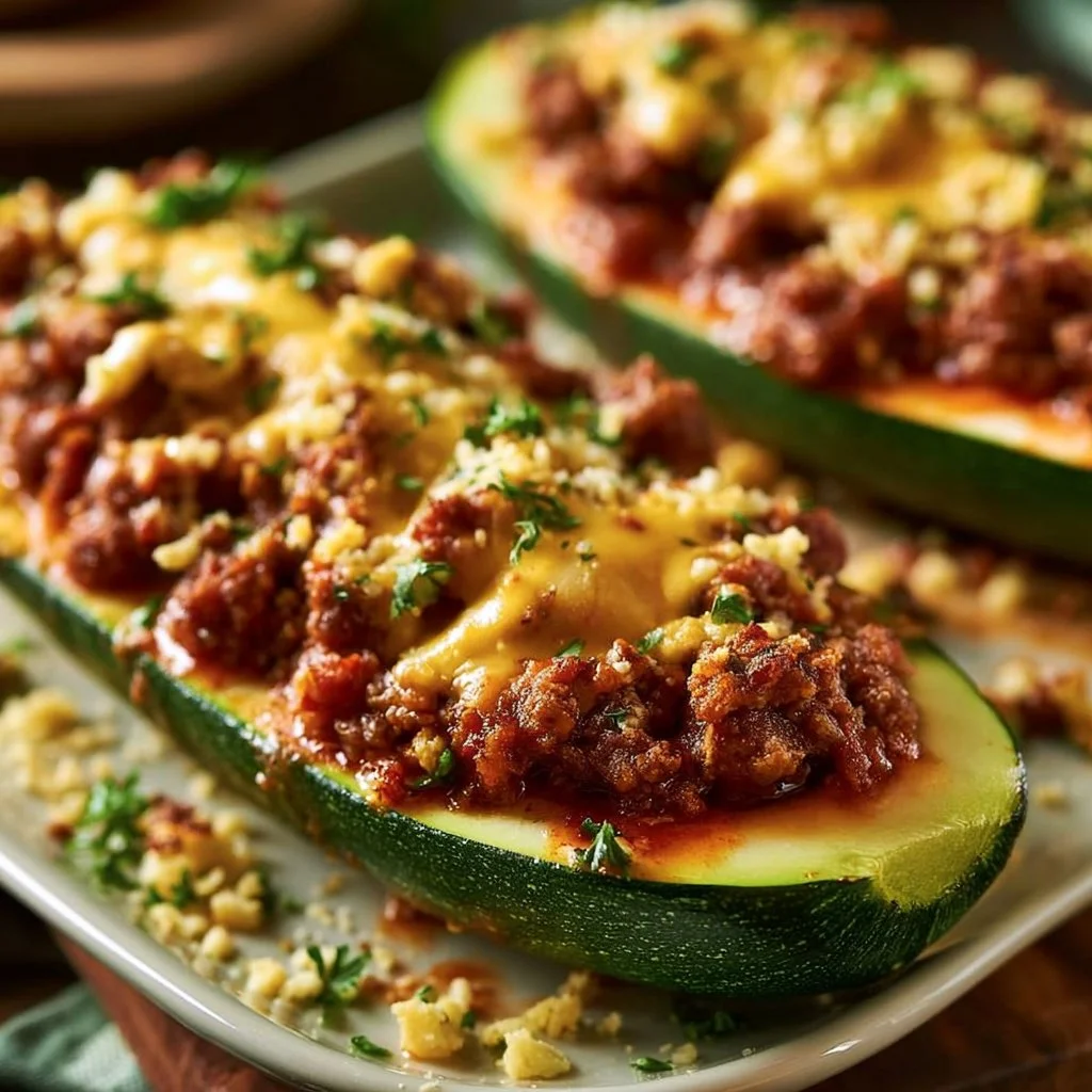 Ground Beef Zucchini Boats