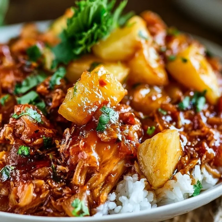 Delicious Hawaiian Crockpot Chicken served with fresh pineapple and vegetables