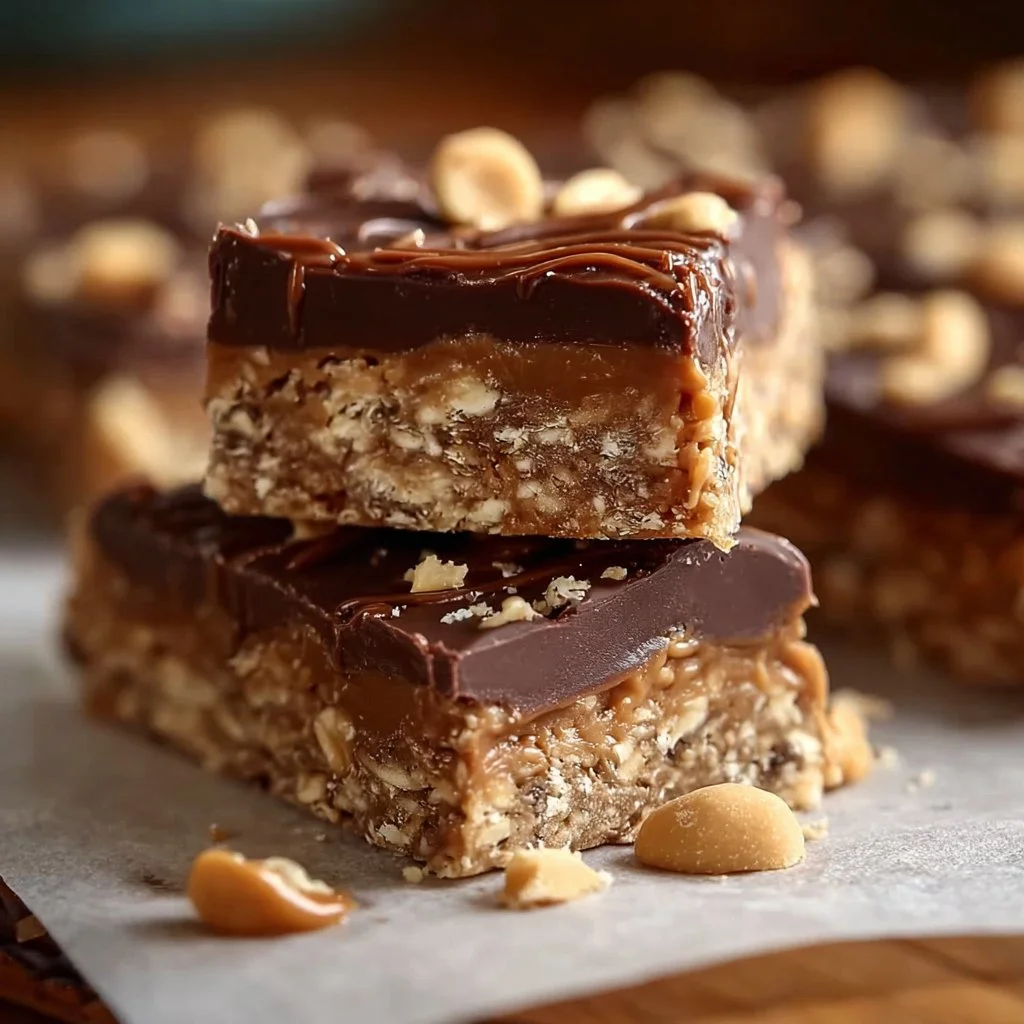 Healthy No-Bake Greek Yogurt Chocolate Peanut Butter Protein Bars
