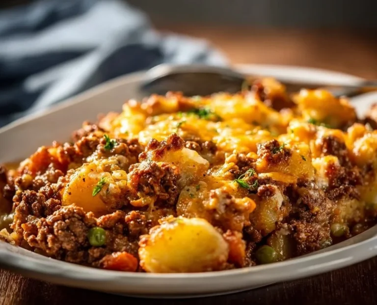 Delicious Hobo Casserole featuring ground beef and fresh vegetables