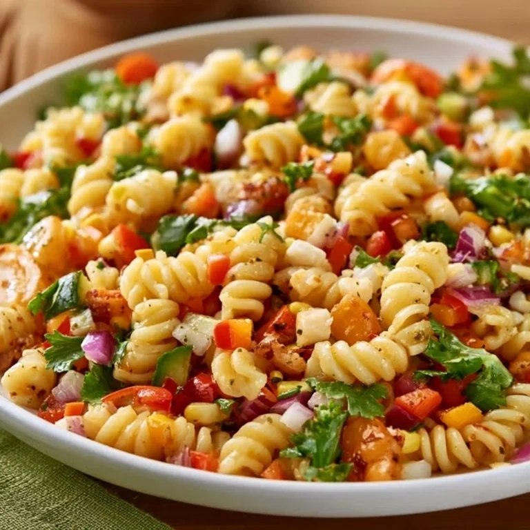 Delicious bowl of Hot Honey Pasta Salad with fresh ingredients and vibrant colors.