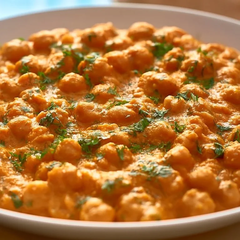 Delicious bowl of Indian Butter Chickpeas, garnished and ready to serve.