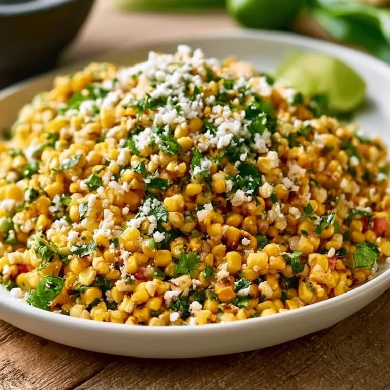 Delicious Mexican street corn salad topped with cheese and spices