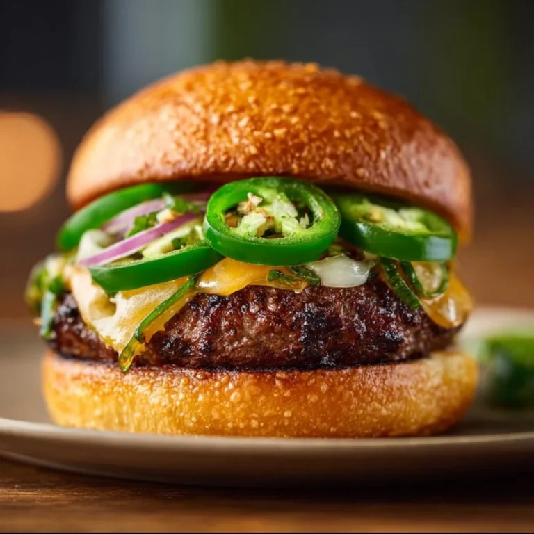 Delicious Jalapeño Onion Smash Burger with toppings and fresh ingredients