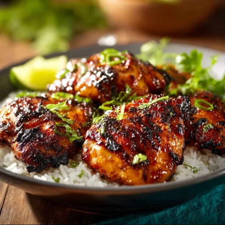 Deliciously grilled Hawaiian Huli Huli Chicken on a plate, garnished with pineapple.