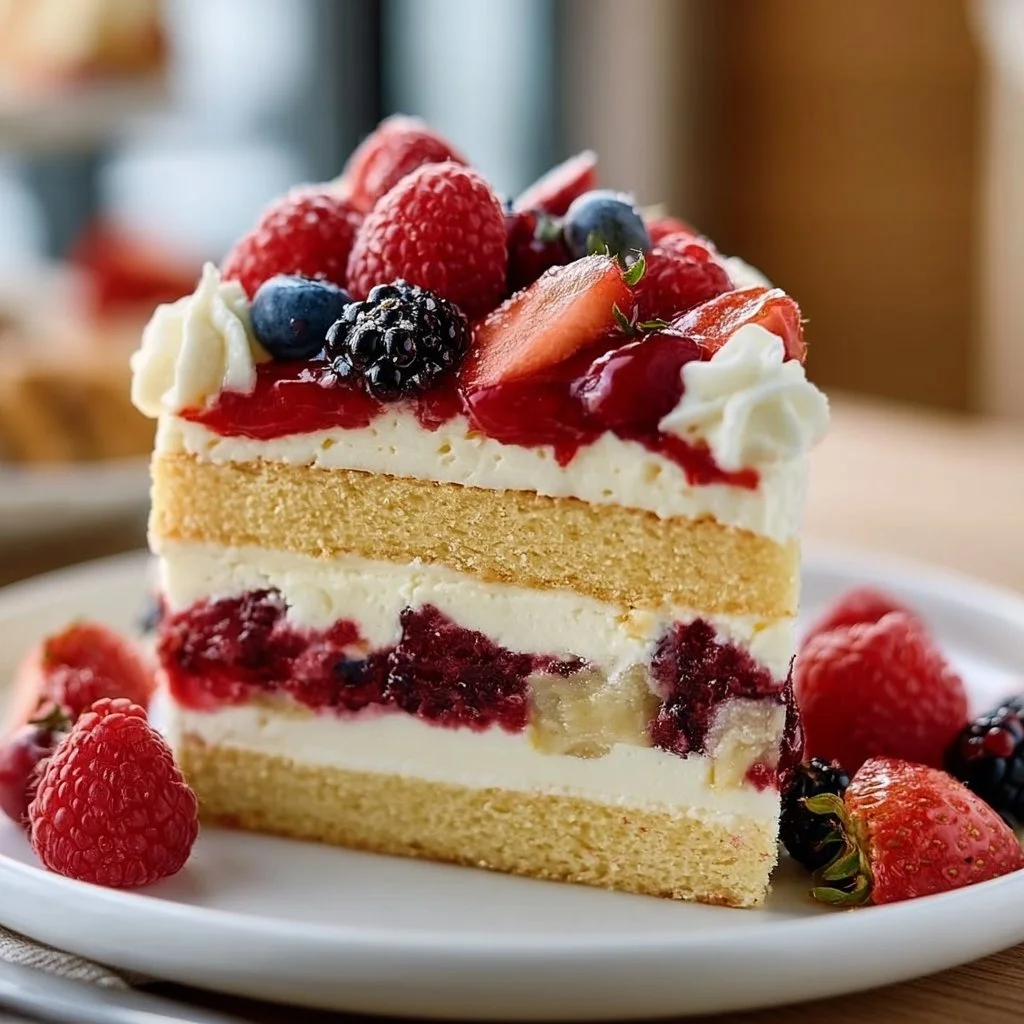 Layered White Chocolate Berry Cake Delight