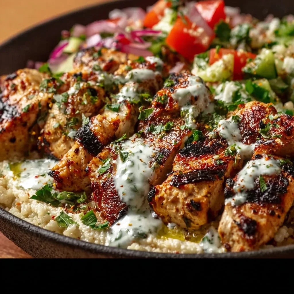 Mediterranean Bowl with Grilled Chicken Tawook