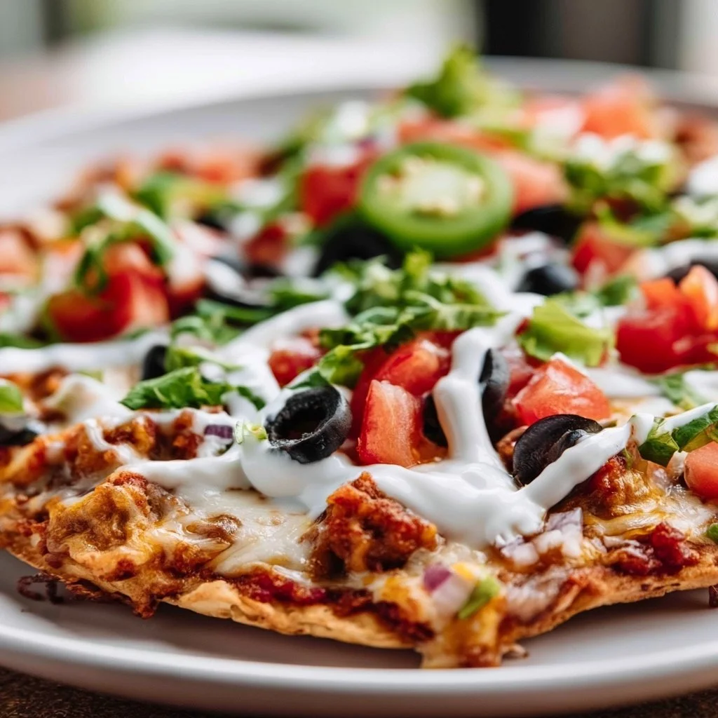Delicious Mexican Pizza with toppings and vibrant colors