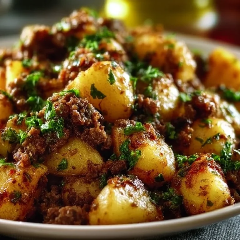 One-Pan Ground Beef and Potatoes dish, a quick and satisfying meal.