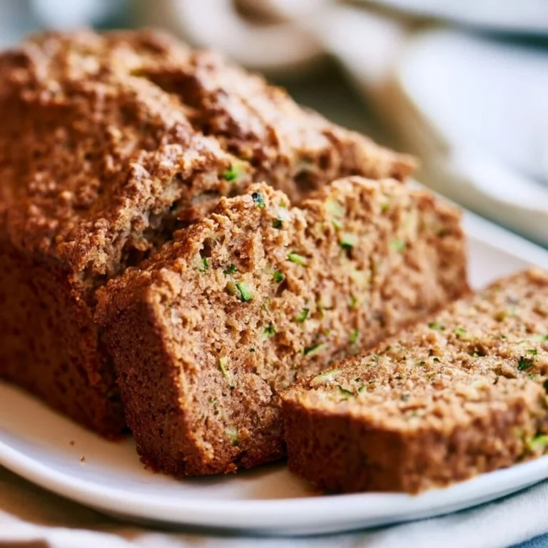 Paleo zucchini bread fresh out of the oven on a wooden table