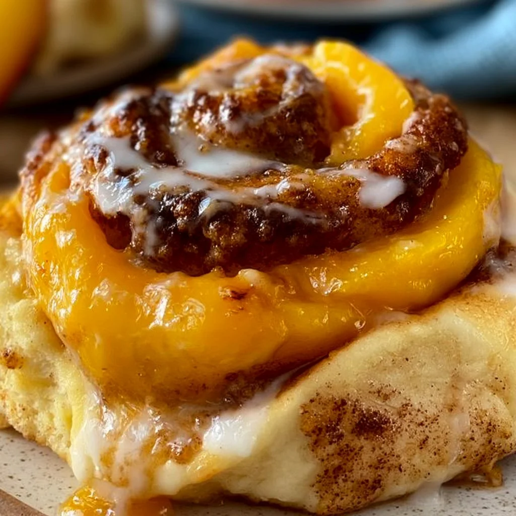 Peach Cobbler Cheesecake Cinnamon Rolls