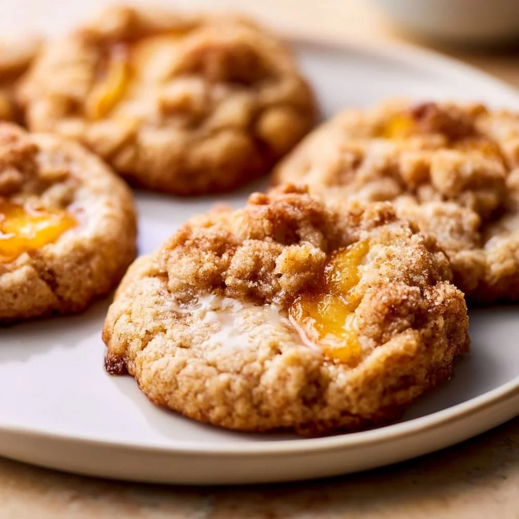 Delicious Peach Cobbler Cookies with fresh peaches and a golden crust