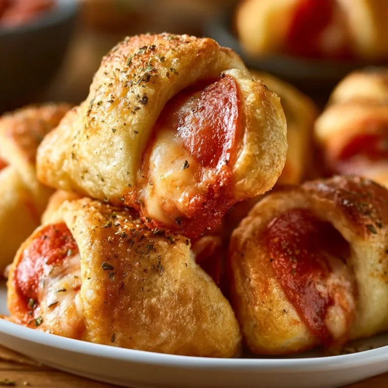 Pepperoni pizza crescent rolls with melted cheese and pepperoni on a plate