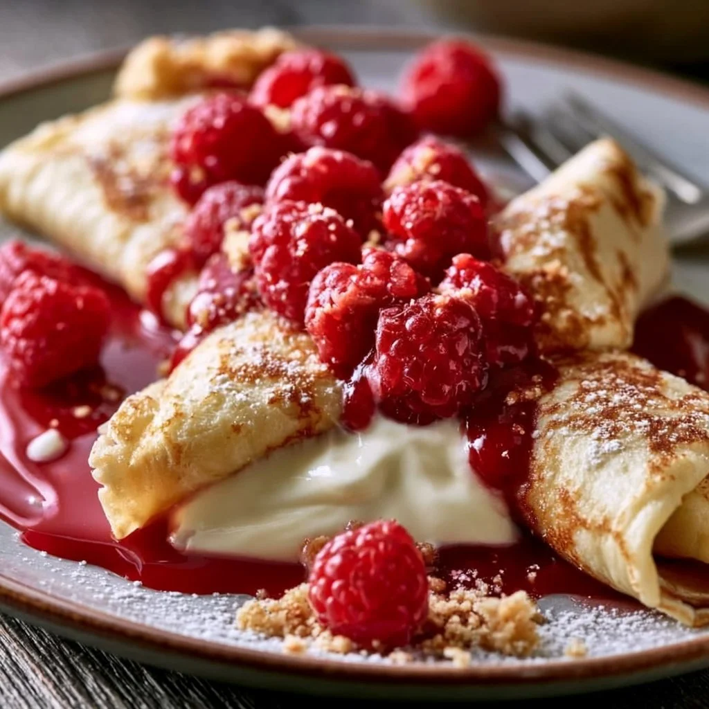 Raspberry Vanilla Cream Crepes