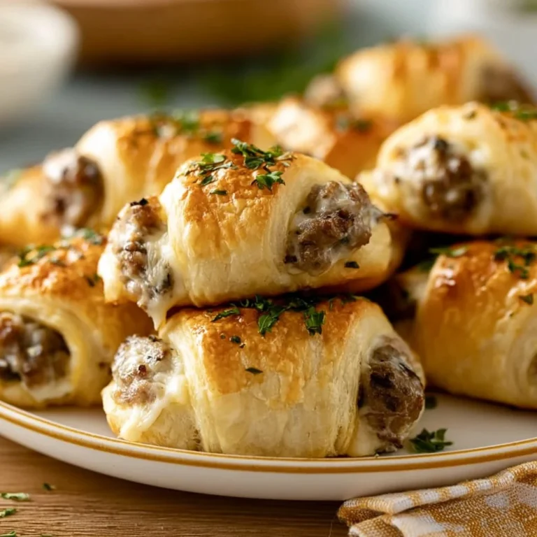 Sausage cream cheese crescent bites on a platter, ready for serving