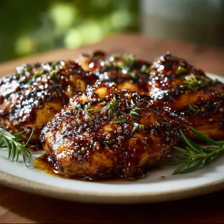 Savory brown sugar balsamic grilled chicken thighs on a platter