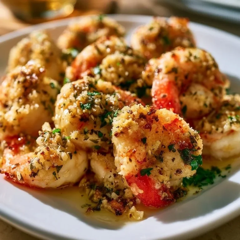 Delicious Shrimp Oreganata dish topped with herbs and breadcrumbs