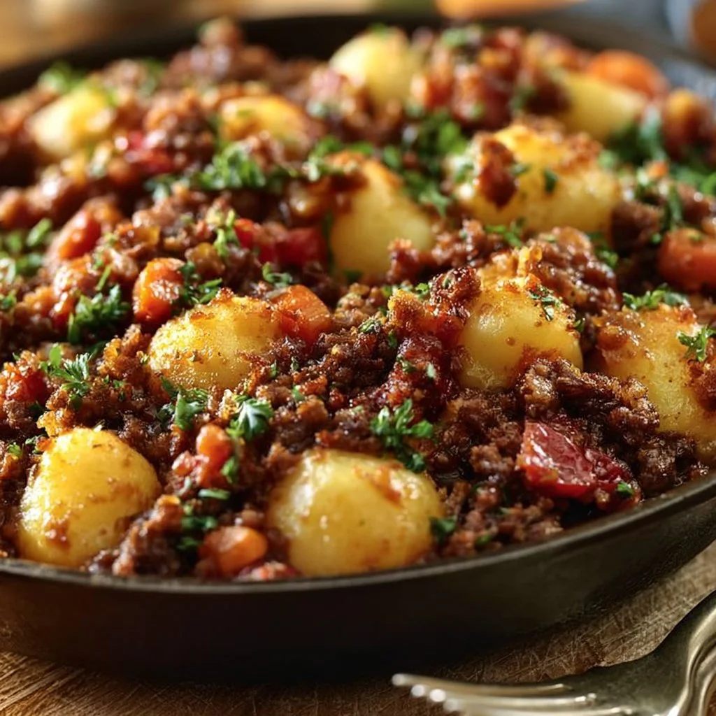 Skillet Ground Beef and Potatoes Dinner