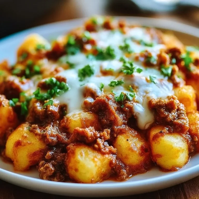 Sloppy Joe Potato Skillet dish featuring ground beef and potatoes.
