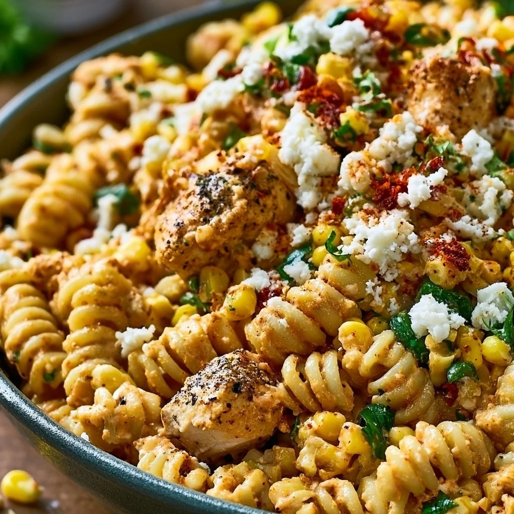 Spicy Elote Pasta Salad with Chicken