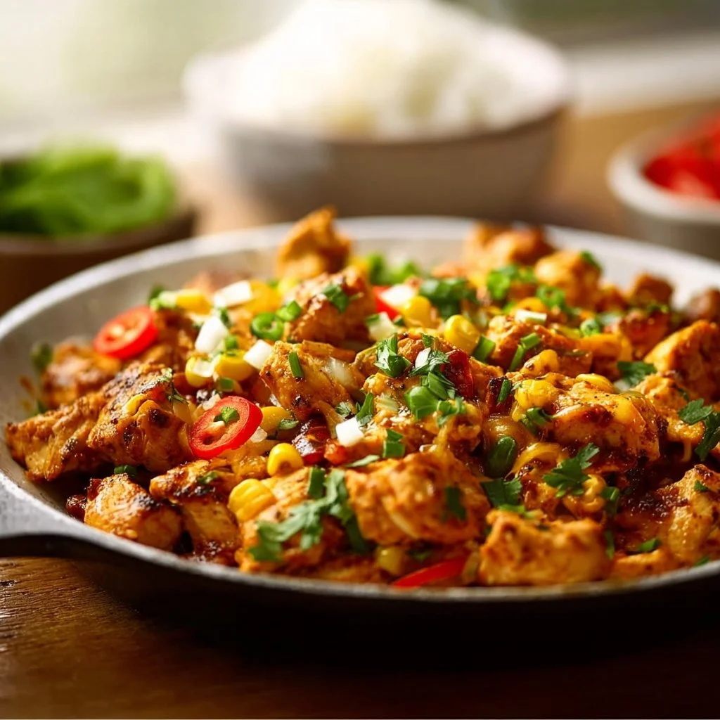 Spicy Southwest Chicken Skillet dish featuring vibrant colors and fresh ingredients