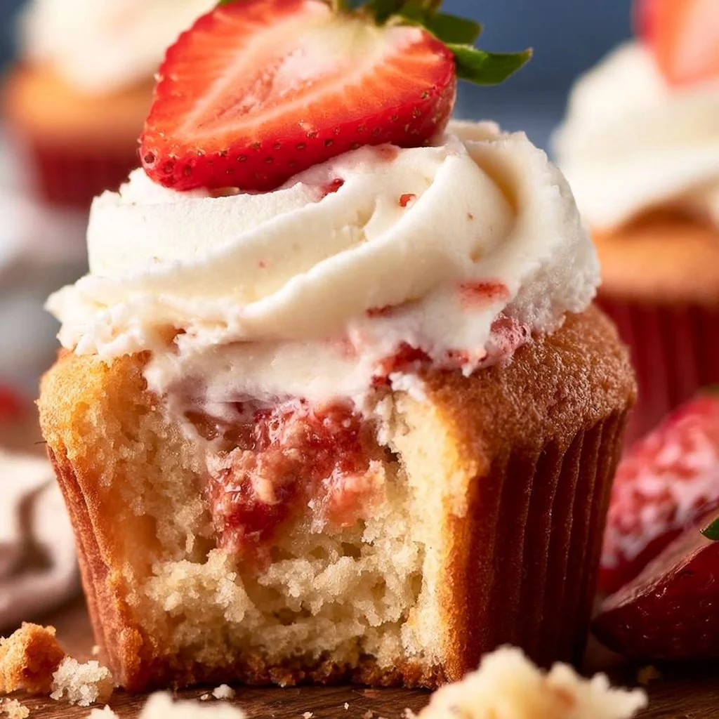 Strawberries and Cream Cupcakes