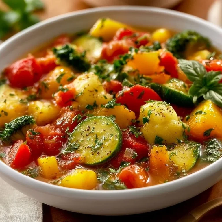 Delicious summer vegetable stew with fresh seasonal vegetables