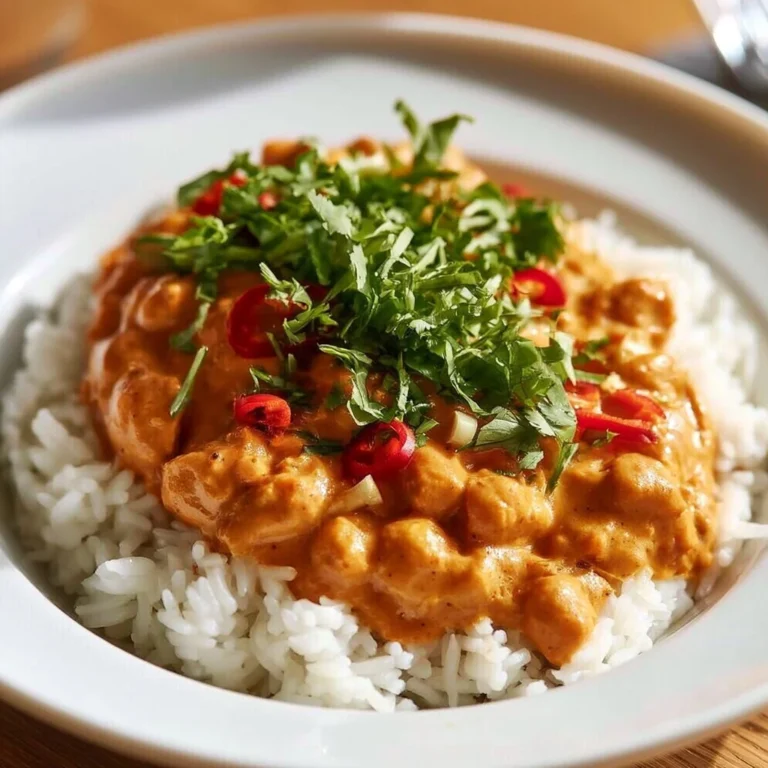 Plant-based Vegan Butter Chicken dish served with rice and herbs