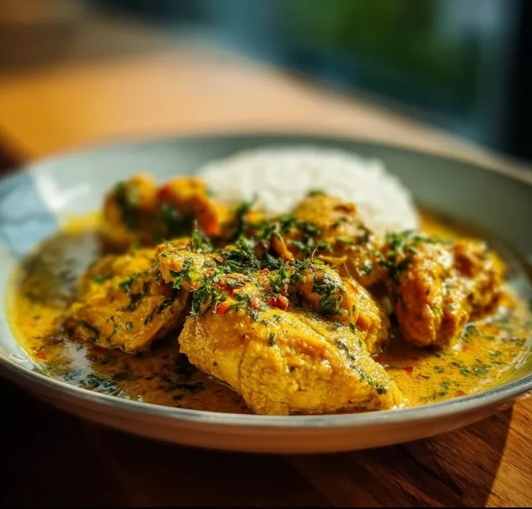 Delicious Yellow Churu Chicken served with spices and herbs.