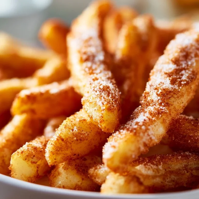 Crispy air fryer apple fries served on a plate with a dipping sauce