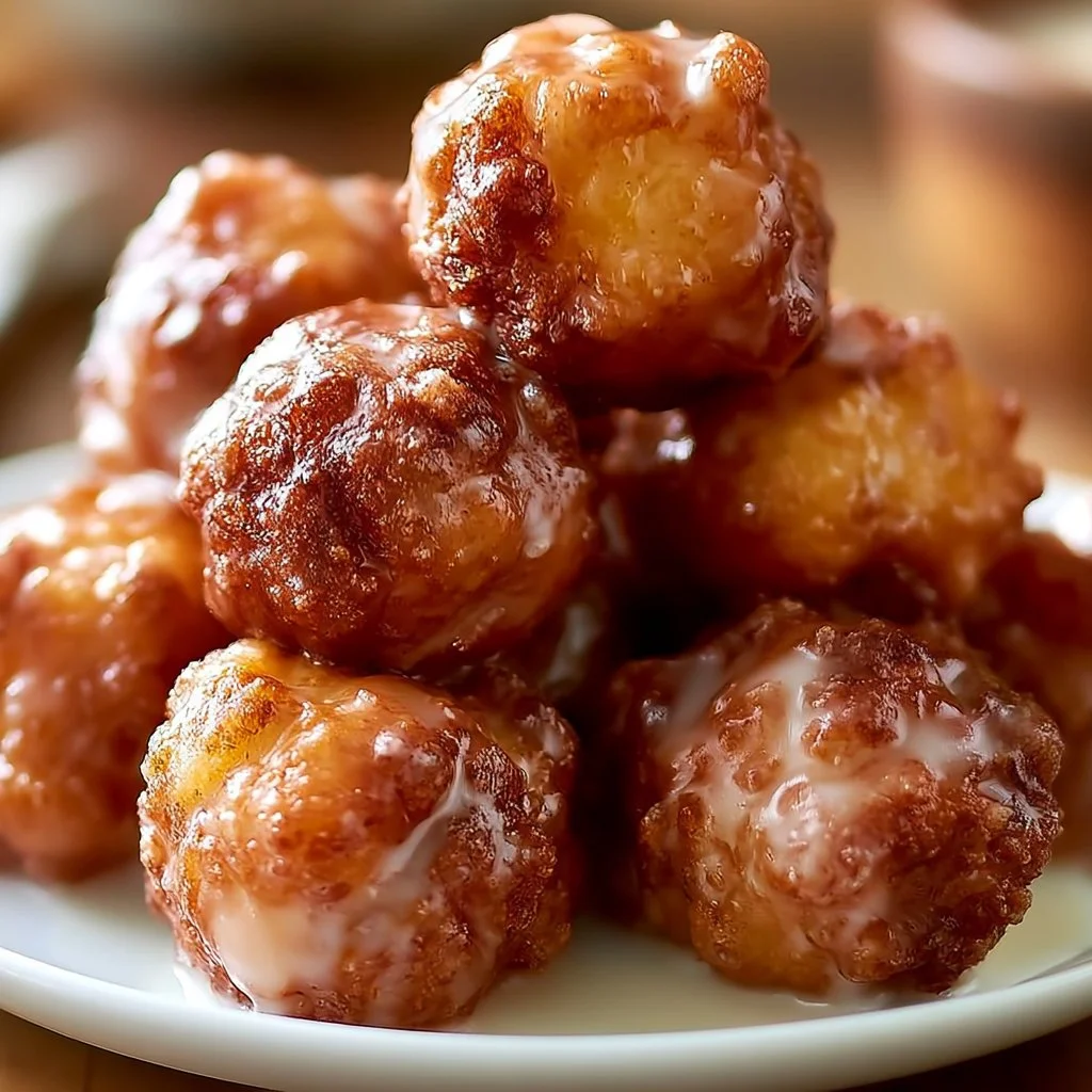 Delicious homemade Apple Fritter Bites on a plate