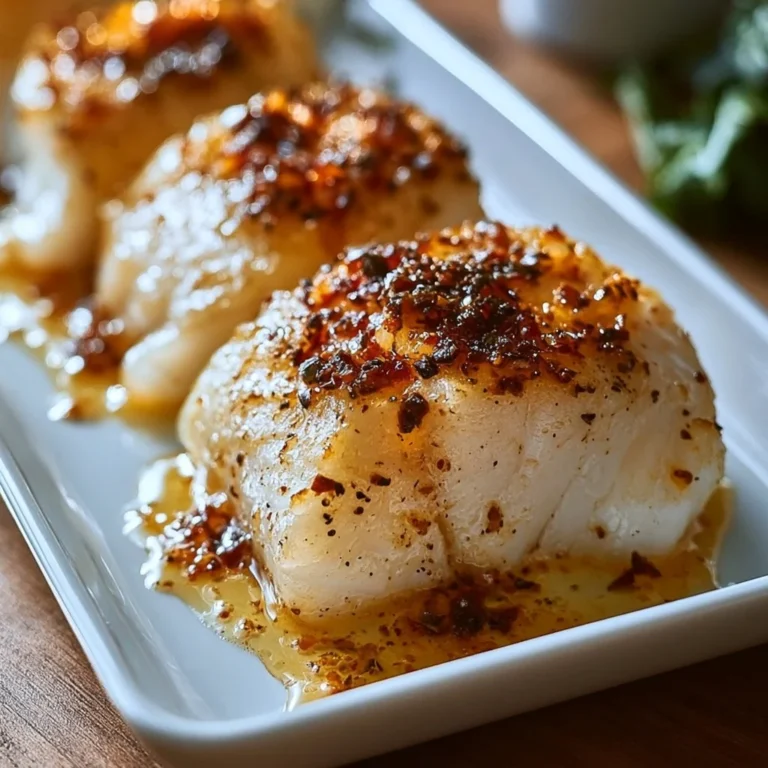 Baked Honey Cod served with vegetables on a plate