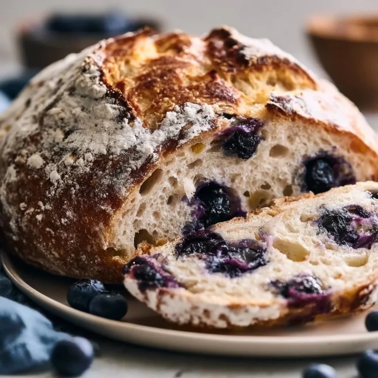 Blueberry Lemon Sourdough Artisan Loaf on a rustic wooden table